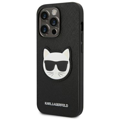 2. Karl Lagerfeld Saffiano Choupette Head Patch Case for iPhone 14 Pro - Black