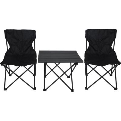 2. FOLDABLE TOURIST SET 3IN1 TABLE AND 2 CHAIRS BLACK ENERO CAMP