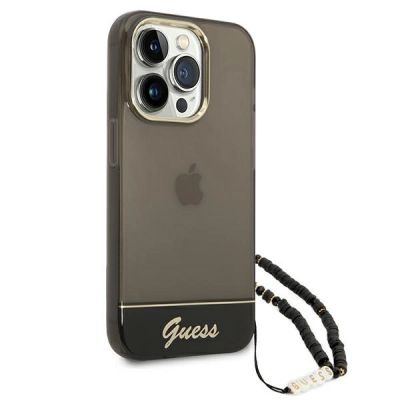 3. Guess Translucent Pearl Strap Case for iPhone 14 Pro - Black