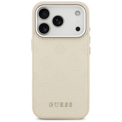 3. Guess Peony Hot Stamp Script MagSafe Case for iPhone 17 Pro - Beige