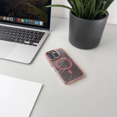 6. Glitter Case MagSafe for iPhone 16 Plus - pink with glitter