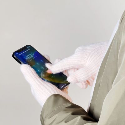 2. Braided phone gloves with cutouts for fingers - pink