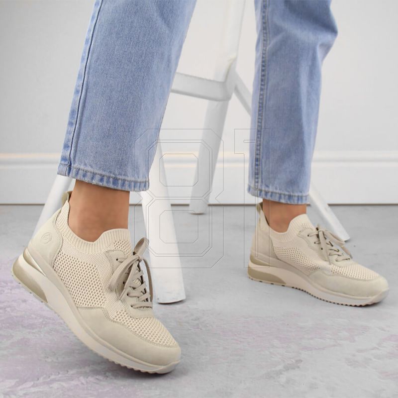 5. Comfortable Remonte W RKR693 beige sports shoes