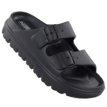 Women's black Big Star TT274A051 pool flip-flops with buckles