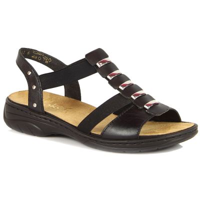 Black leather Roman sandals Rieker W 64580