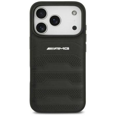 3. Mercedes AMG Leather Debossed Lines Logo case for iPhone 18 Pro / 17 Pro - black