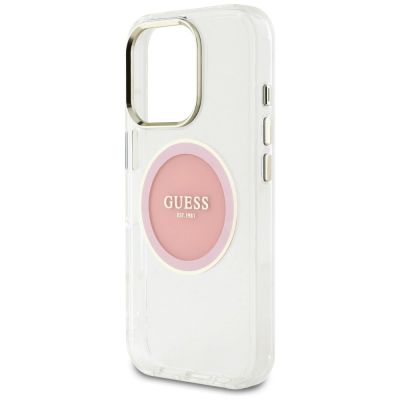 6. Guess IML Metal Colored Circle Classic Logo MagSafe iPhone 16 Pro Case - Pink