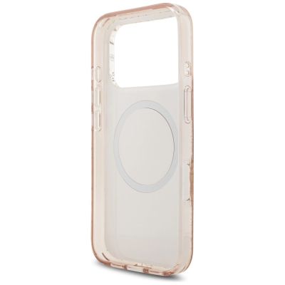 7. Guess IML Flowers Electro Pearl Strap MagSafe Case for iPhone 17 Pro - Pink