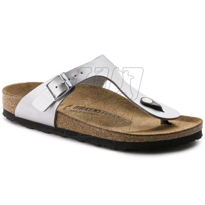 7. Birkenstock Gizeh Birko-Flor silver regular wide women's flip-flops (0043851)