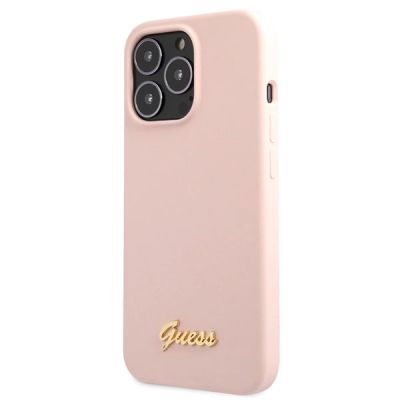 2. Guess GUHCP13XLSLMGLP iPhone 13 Pro Max 6.7" light pink/light pink hardcase Silicone Script Gold Logo
