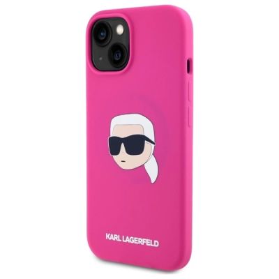 2. Karl Lagerfeld KLHMP15SSKHPPLF iPhone 15 6.1" fuchsia/fuschia hardcase Silicone Karl Head Print MagSafe