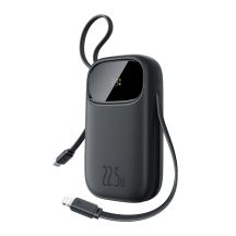 Baseus EnerFill FC31 10000mAh 22.5W Powerbank with Digital Display and 2 Built-in Cables (USB-C + Lightning) - Black