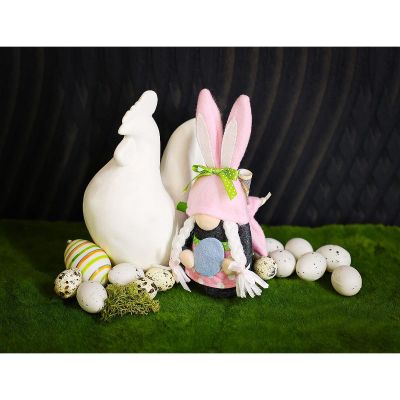 6. Gnome Bunny Girl 20cm Pink with Gift Bag Spring Decoration