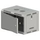 Wall-mounted cabinet 19" 6U 600x500, undivided, single-leaf METAL DOOR, solid back panel, movable perforated side panels, gray, 4 beams, FLAT PACK ALANTEC