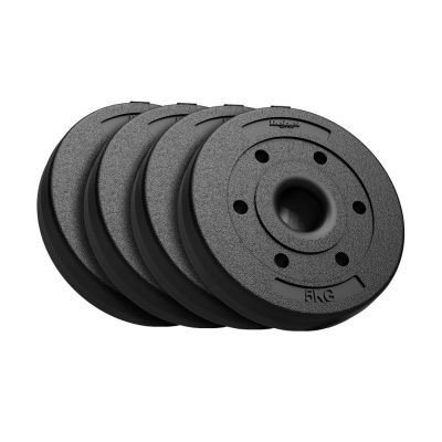 Set of 4 × 5 kg Bitumen Weight Plates, 51 mm Hole – for Olympic Barbells, REBEL ACTIVE