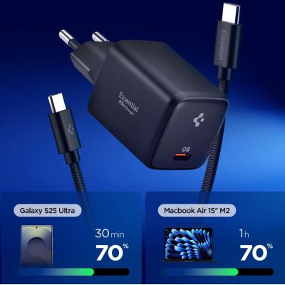 2. Spigen EE451EU Essential USB-C 45W Wall Charger - Black