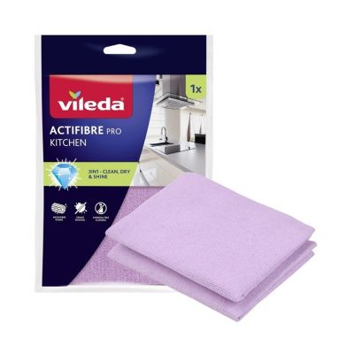2. Vileda Ultramax Box flat mop with kitchen set | Universal gloves 1 pair + Actifibre Pro kitchen cloth 1 pc.