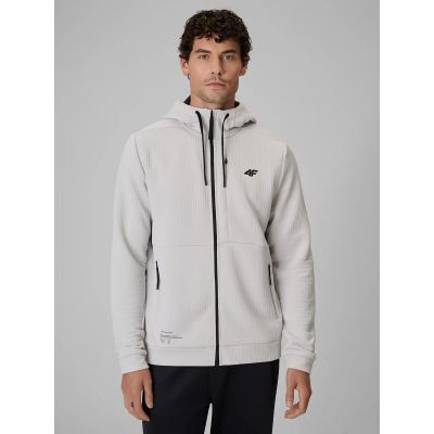 Men's regular training sweatshirt made of structured knit fabric 4F 4FWAW26TFSWM0891-11S
