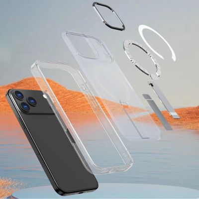 6. Hybrid Armor X Case for iPhone 17 Pro with Stand, Compatible with MagSafe - Transparent