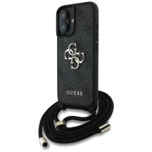 Guess 4G Big Logo Cord Stap Crossbody Case for iPhone 16 Black