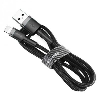 BASEUS LIGHTNING USB CABLE 2.4A 1M GREY-BLACK