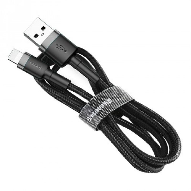 BASEUS LIGHTNING USB CABLE 2.4A 1M GREY-BLACK