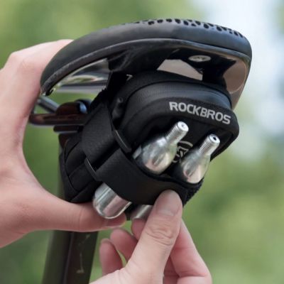 3. Rockbros Mini Saddle Bag with CO2 Cartridge Holder - Black/Green