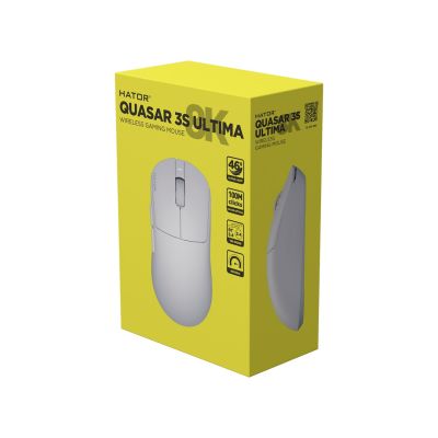 7. HATOR Quasar 3S Ultima 8K Wireless Gaming Mouse Right Side RF Wireless + Bluetooth + USB Type-C Optical 30000 DPI