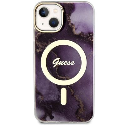 3. Guess GUHMP14SHTMRSU iPhone 14 6.1" purple/purple hardcase Golden Marble MagSafe