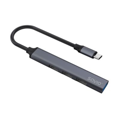 3. SAVIO HUB USB-C - 3 X USB-A 2.0, 1 X USB-A 3.0, GRAY, AK-71
