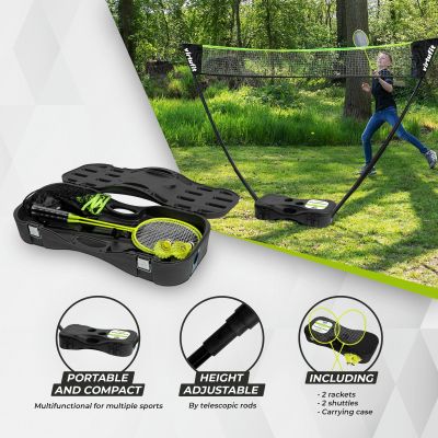 50. VIRTUFIT 2-IN-1 PORTABLE BADMINTON AND TENNIS SET - INCLUDES CASE AND RACKETS