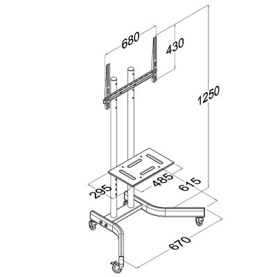 5. Maclean TV stand trolley, professional, on wheels, max 32-65", max 40kg, MC-739