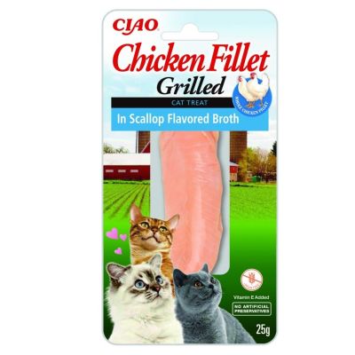 8. INABA Grilled Chicken Chicken fillet in scallop-flavored broth - a treat for cats - 25 g