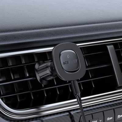 6. Acefast D46 Magnetic Air Vent Mount with Wireless Charger - Black