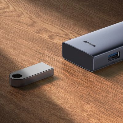 8. Baseus UltraJoy Series 5-Port HUB Docking Station Space Grey?Type-C to HDMI4K@30Hz*1+USB 3.0*4?