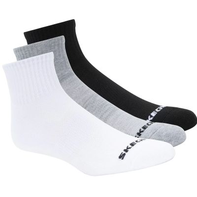 3. Skechers 3PPK Qtr Crew Socks S114235-BKWG White 43-46