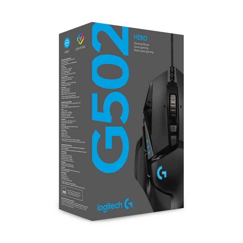 11. Logitech G502 Gaming HERO EU Mouse 910-005471 (optical; 16000 DPI; black)