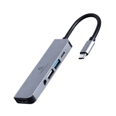 2. GEMBIRD MULTI ADAPTER USB TYPE-C 5IN1 (HUB + HDMI + PD + STEREO SOUND) SILVER