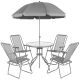 11. GARDEN FURNITURE SET ROUND TABLE 4 CHAIRS AND UMBRELLA DARK GREY