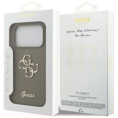 8. Guess Silicone Big 4G Script Case for iPhone 17 Pro Max - Brown