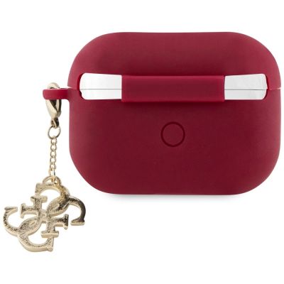 3. Guess GUAP2LECG4M case for AirPods Pro 2 cover purple/magenta Liquid Silicone Glitter Triangle Charm