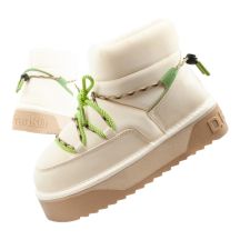Women's winter snow boots D.Franklin fashionable fur insulated ankle boots beige green
