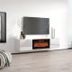 6. TV cabinet LUXE 182.6x34.5x37.5 white/white gloss + black fireplace