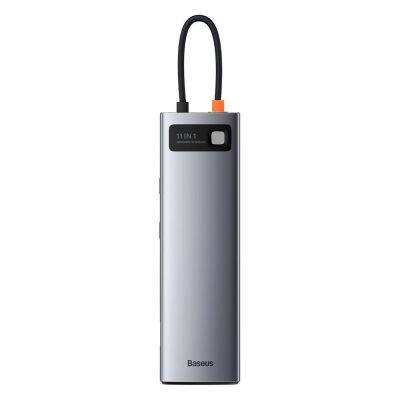 2. Baseus Metal Gleam 11in1 multifunctional USB Type C HUB - 3x USB 3.2 Gen 1 5Gbps / USB Type C PD 100W / 3.5 mm mini jack AUX / VGA Full HD 60Hz / 2x HDMI 4K 30Hz / TF and SD card reader / RJ45 1Gbps gray (CAHUB-CT0G)