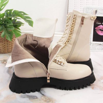 7. Artiker W HBH40 Insulated Leather Ankle Boots with Chain