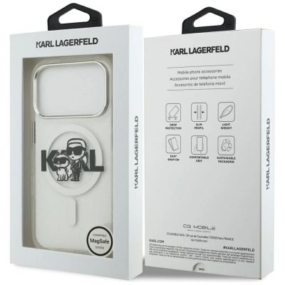 8. Karl Lagerfeld IML Glitter Karl & Choupette Sketch Logo MagSafe Case for iPhone 17 Pro - Clear