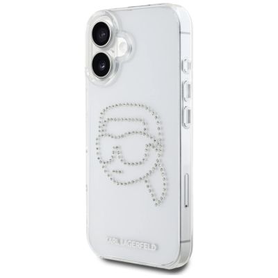 2. Karl Lagerfeld IML Rhinestones Karl Head Case for iPhone 16 Clear