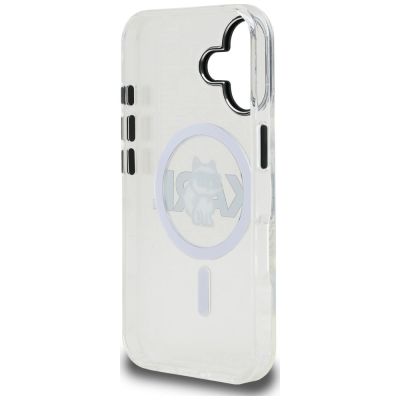 7. Karl Lagerfeld IML Choupette Sketch Logo MagSafe iPhone 16 Case - Clear