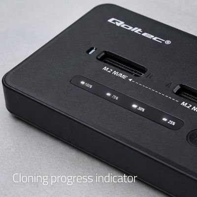 6. Qoltec M.2 NVMe SSD Docking Station | PCIe | USB-C | 20Gb/s | DUAL 2 x 8TB | Offline Cloning