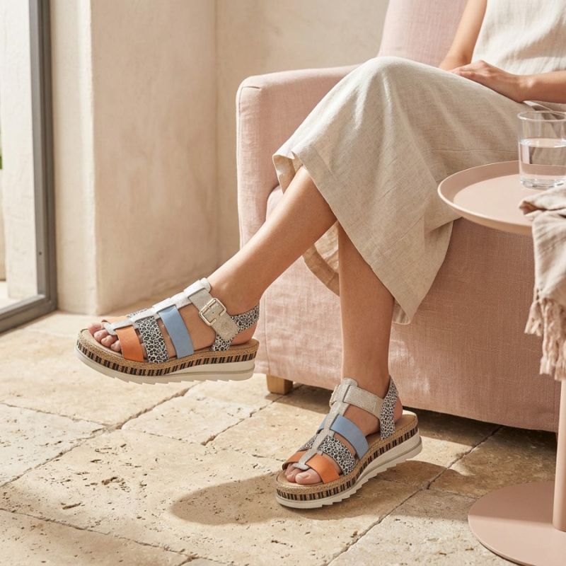 7. Rieker V7904-90 Women's Leather Wedge Sandals